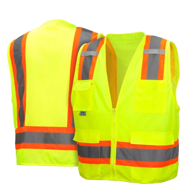 Pyramex Hi Vis Two-Tone Self Extinguishing Mesh Vest - Type R Class 2 - RVZ24SE