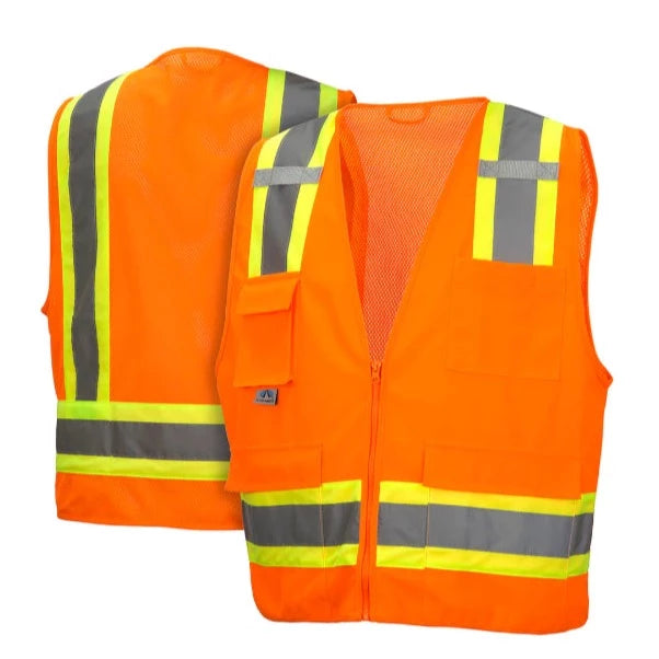 Pyramex Hi Vis Two-Tone Self Extinguishing Mesh Vest - Type R Class 2 - RVZ24SE