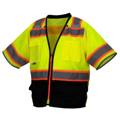 Pyramex RVZ2310 High Visibility ANSI Class 2 Surveyor Safety Vest – Hi-Vis Green, S-5XL