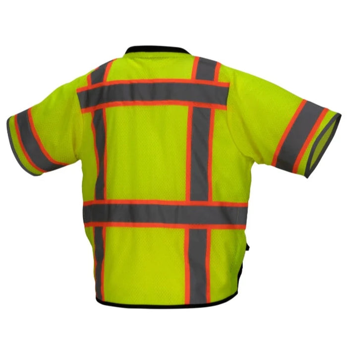 Occunomix LUX-ATRANS-O5X Two-Tone Surveyor Style Vest W/Hook & Loop, Polyester Tricot, Orange, Class 2, Size 5X