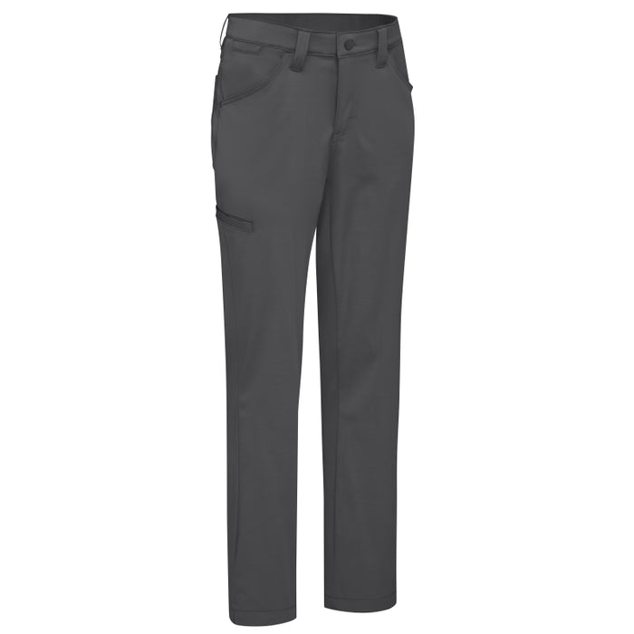 A pair of dark charcoal gray cargo pants shown flat against a solid white background.