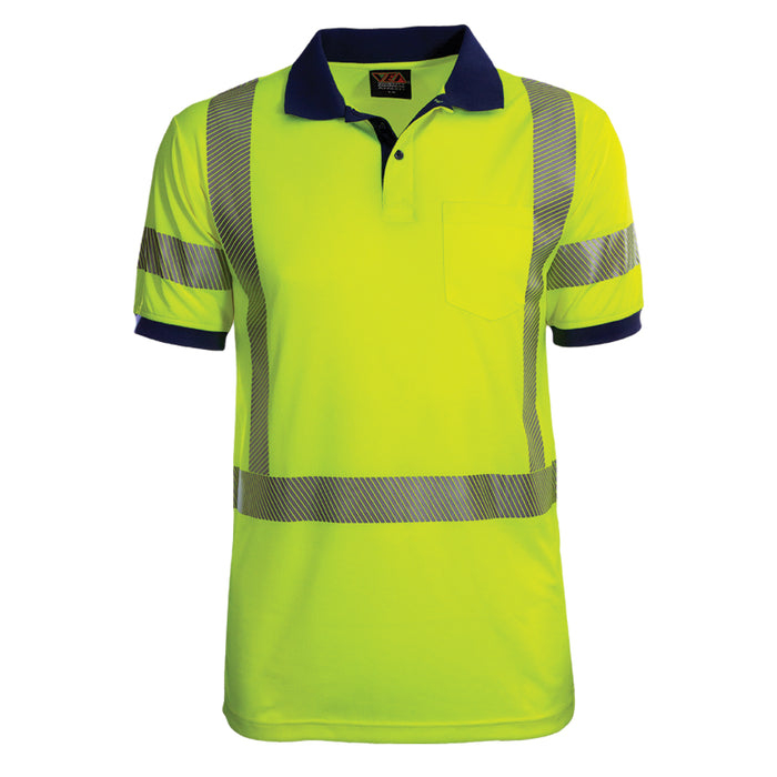 Reflective Apparel® Safety Hi-Vis Polo ANSI Class 3 Shirt Lime-Navy Birdseye Comfort Trim - 334CT