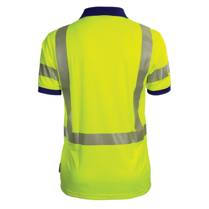 Reflective Apparel® Safety Hi-Vis Polo ANSI Class 3 Shirt Lime-Navy Birdseye Comfort Trim - 334CT