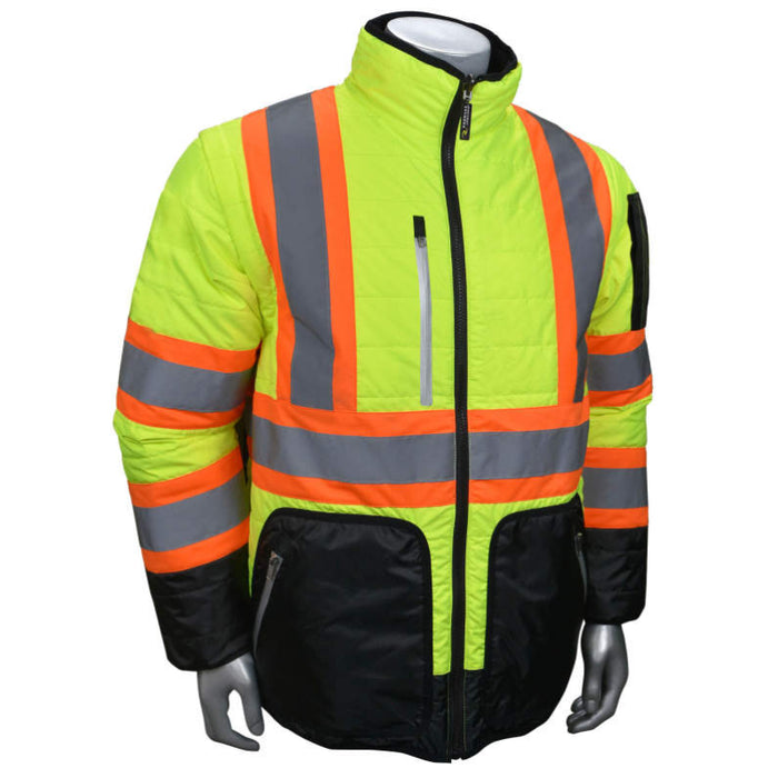 Radians Hi Vis Quilted Reversible Jacket - X- Back - ANSI Class 3 Type R - SJ510X-3