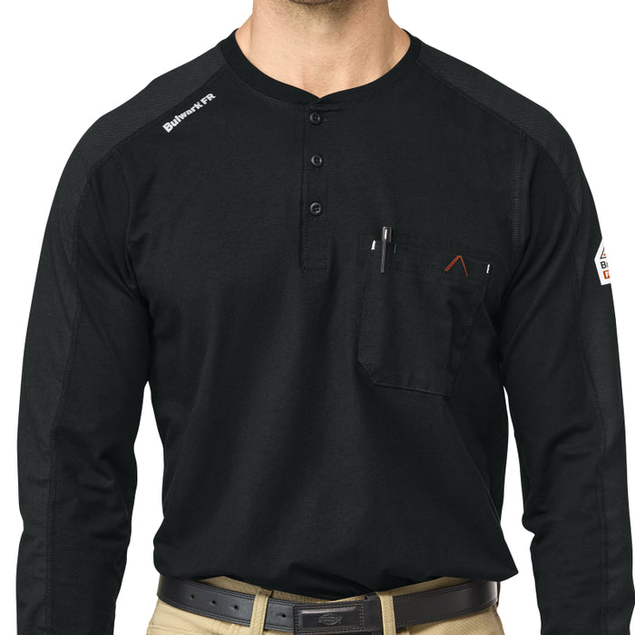 Bulwark® FR Men's Lightweight Flex Knit Henley CAT 2 - STL2