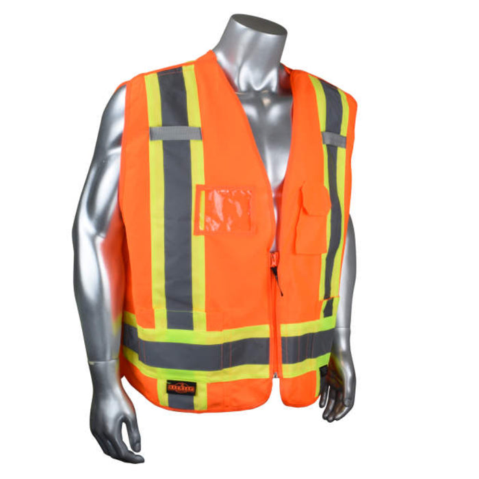 Radians Hi Vis ANSI Class 2 Type R Heavy Duty 7-Pocket Tear Away Cruiser Vest X-Back - SV020X-2