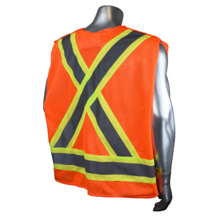 Radians Hi Vis ANSI Class 2 Type R Heavy Duty 7-Pocket Tear Away Cruiser Vest X-Back - SV020X-2