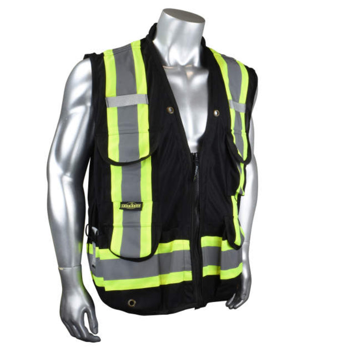 Radians Hi Vis ANSI Class 1 Type O Heavy Duty 12-Pocket Cruiser Vest with Back Pouch X-Back  - SV030X-1