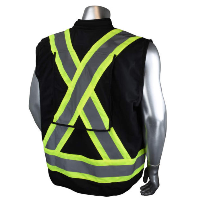 Radians Hi Vis ANSI Class 1 Type O Heavy Duty 12-Pocket Cruiser Vest with Back Pouch X-Back  - SV030X-1