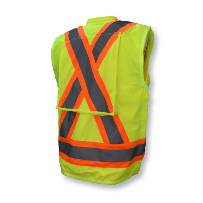 Radians Hi Vis ANSI Class 2 Type R Heavy Duty Safety Vest with Back Pouch X-Back - SV030X-2