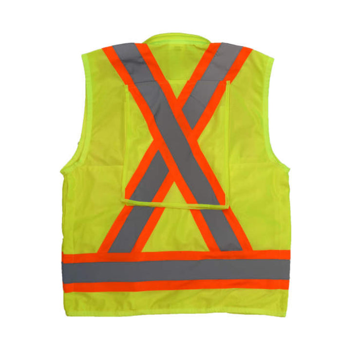 Radians Hi Vis ANSI Class 2 Type R Heavy Duty Safety Vest with Back Pouch X-Back - SV030X-2