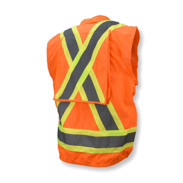 Radians Hi Vis ANSI Class 2 Type R Heavy Duty Safety Vest with Back Pouch X-Back - SV030X-2