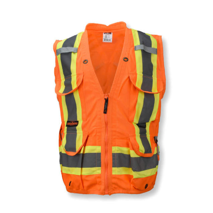 Radians Hi Vis ANSI Class 2 Type R Heavy Duty Safety Vest with Back Pouch X-Back - SV030X-2
