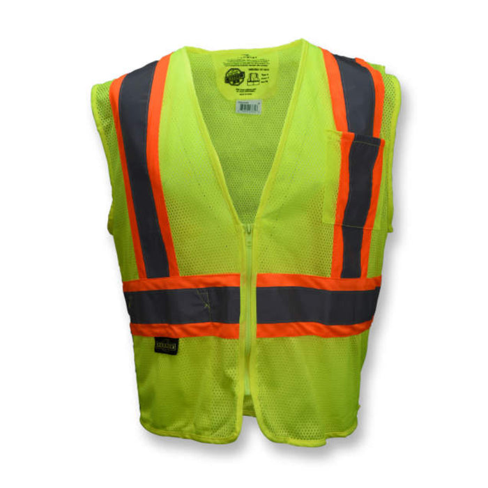 Radians High Visibility ANSI Class 2 Type R Self Extinguishing Two-Tone Trim Safety Vest - SV225