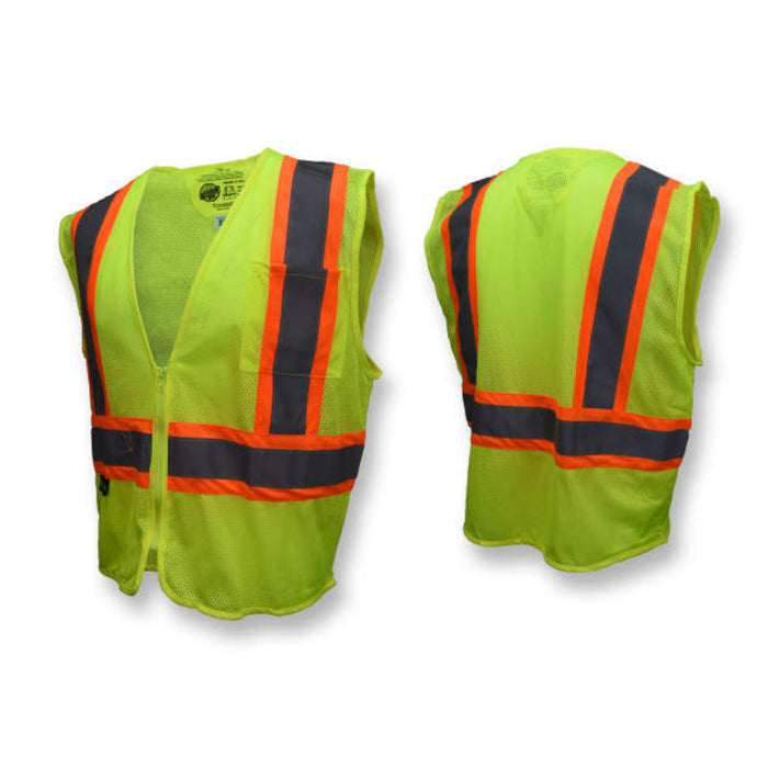 Radians High Visibility ANSI Class 2 Type R Self Extinguishing Two-Tone Trim Safety Vest - SV225
