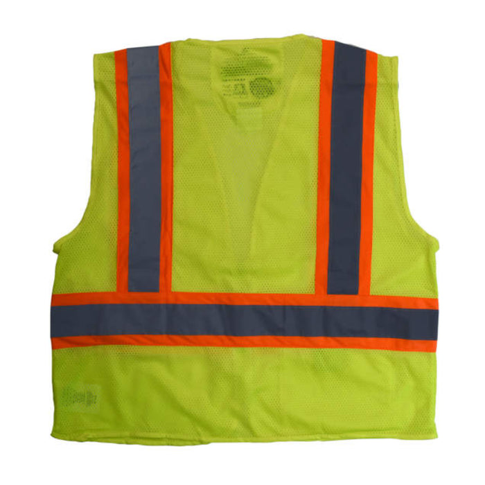 Radians High Visibility ANSI Class 2 Type R Self Extinguishing Two-Tone Trim Safety Vest - SV225