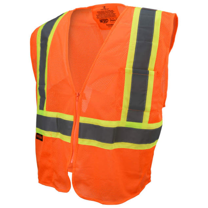 Radians High Visibility ANSI Class 2 Type R Self Extinguishing Two-Tone Trim Safety Vest - SV225