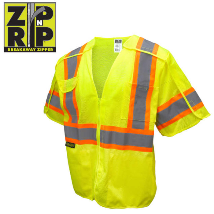 Radians High Visibility ANSI Class 3 Type R Safety Vest with Zip-N-Rip™ - SV24-3