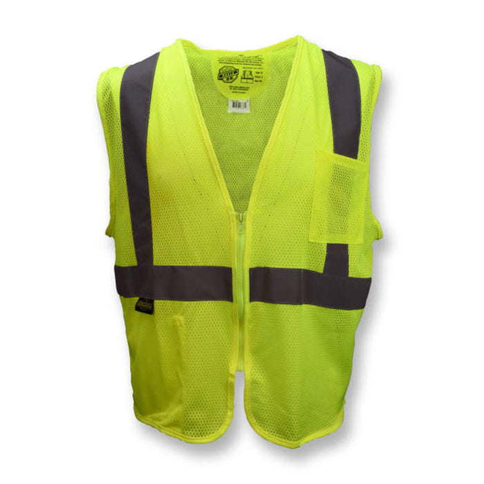 Radians High Visibility ANSI Class 2 Type R Self-Extinguishing Safety Vest with Zipper - SV25