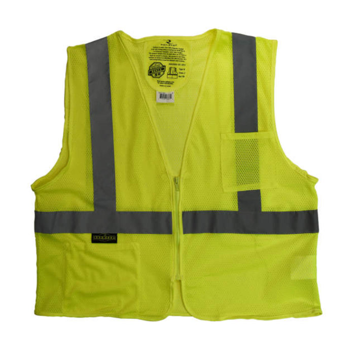 Radians High Visibility ANSI Class 2 Type R Self-Extinguishing Safety Vest with Zipper - SV25
