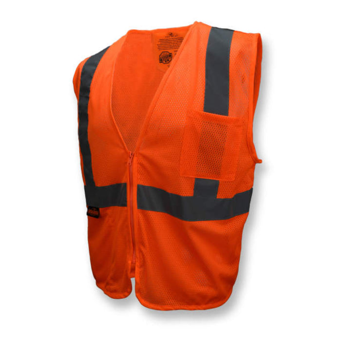 Radians High Visibility ANSI Class 2 Type R Self-Extinguishing Safety Vest with Zipper - SV25
