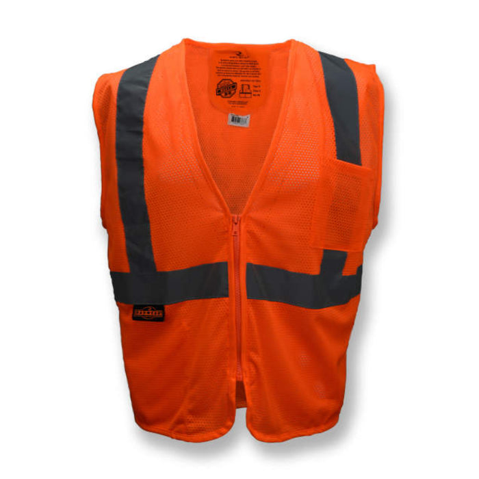 Radians High Visibility ANSI Class 2 Type R Self-Extinguishing Safety Vest with Zipper - SV25