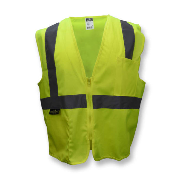 Radians High Visibility Economy Type R ANSI Class 2 Solid Safety Vest with Zipper - SV2Z