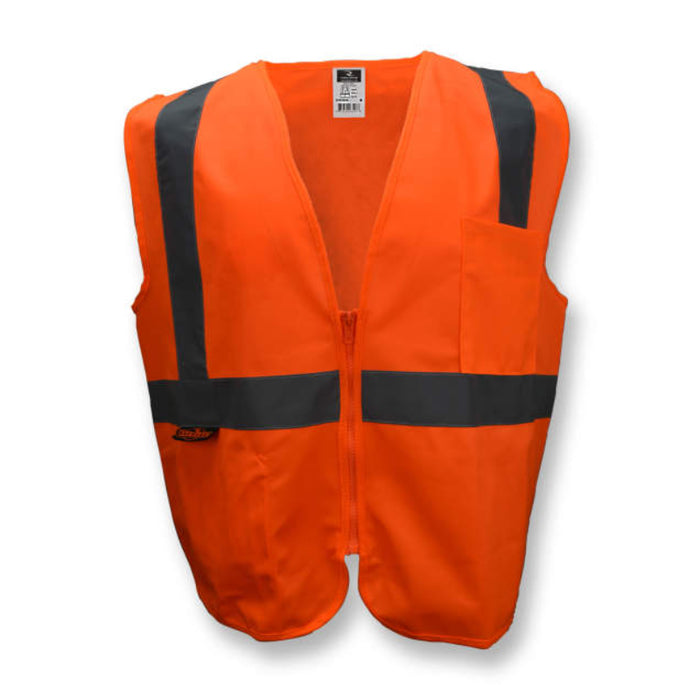 Radians High Visibility Economy Type R ANSI Class 2 Solid Safety Vest with Zipper - SV2Z
