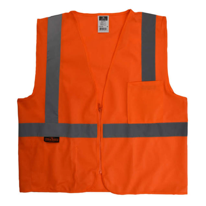 Radians High Visibility Economy Type R ANSI Class 2 Solid Safety Vest with Zipper - SV2Z