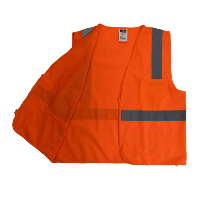 Radians High Visibility Economy Type R ANSI Class 2 Solid Safety Vest with Zipper - SV2Z