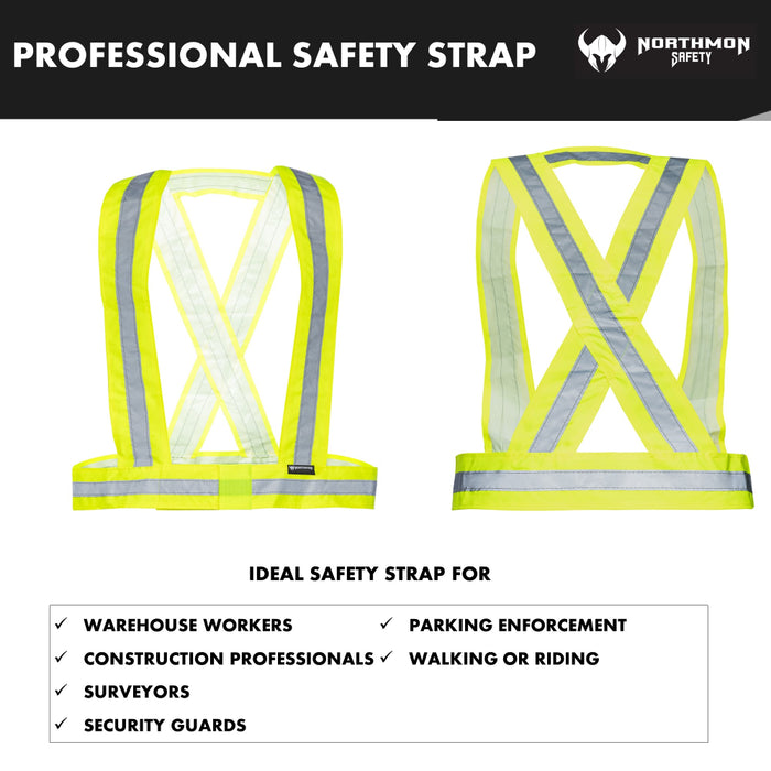 Hi Vis Yellow Safety Strap Belt - 1" Reflective Silver Tape