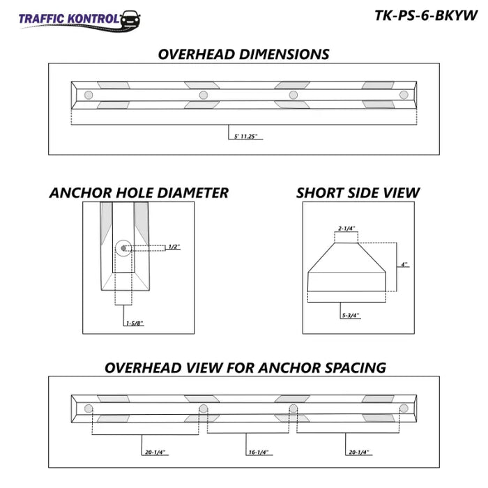 Parking Curb Block - 6 ft Long Wheel Stop - Yellow / Black Striped Rubber - Bulk Pallet