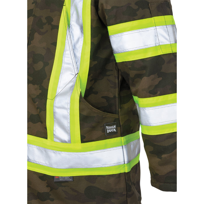 Tough Duck Camo Flex Safety Parka Jacket with Quick Release Hoodie - SJ34