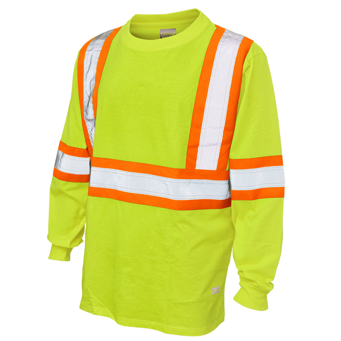 Tough Duck Hi-Vis Cotton Jersey ANSI Class 1 Long Sleeve Safety T-Shirt - ST21