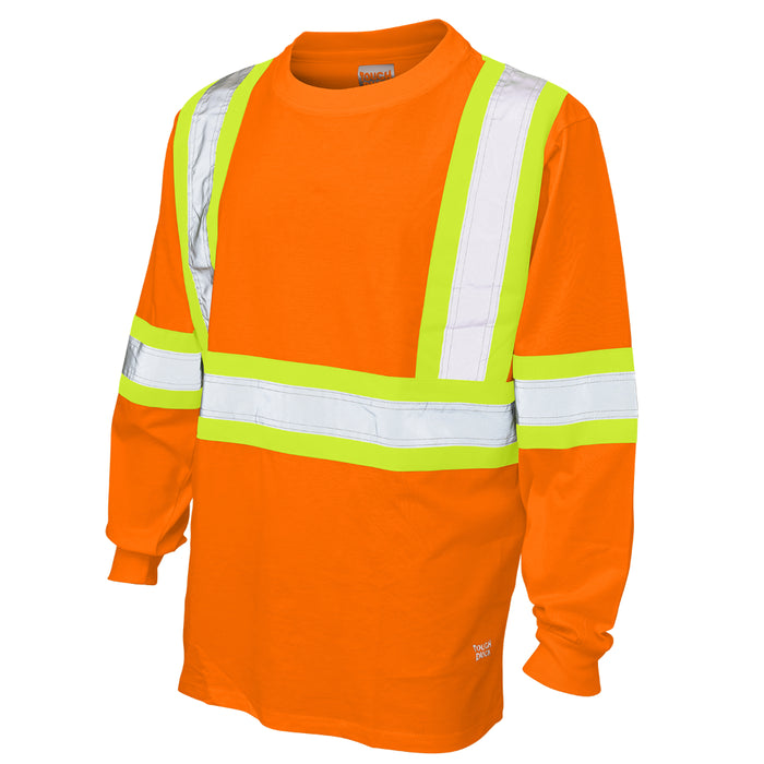 Tough Duck Hi-Vis Cotton Jersey ANSI Class 1 Long Sleeve Safety T-Shirt - ST21
