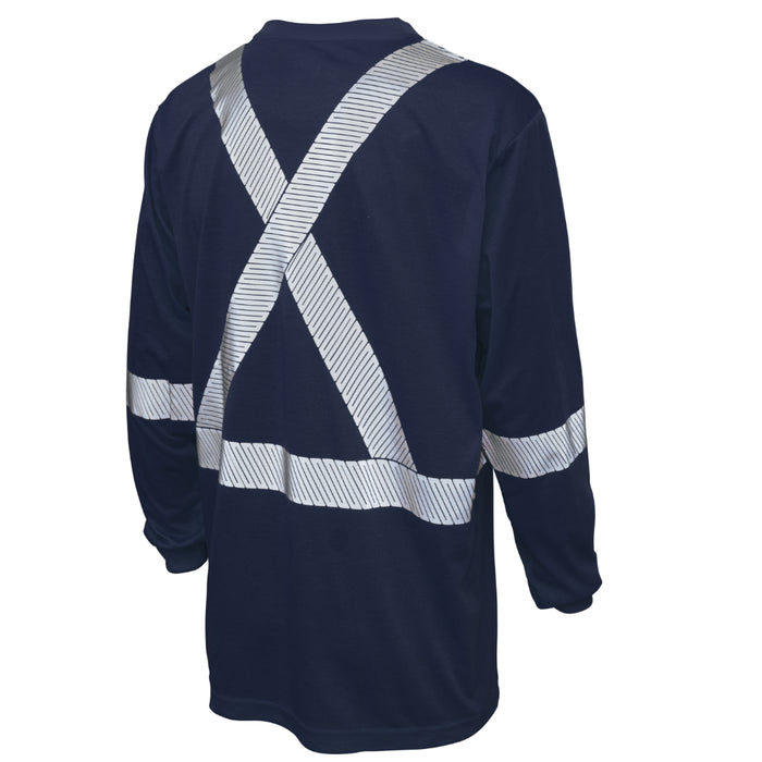 Tough Duck Hi-Vis Polyester Jersey ANSI Class 1 Long Sleeve Safety T-Shirt - ST22