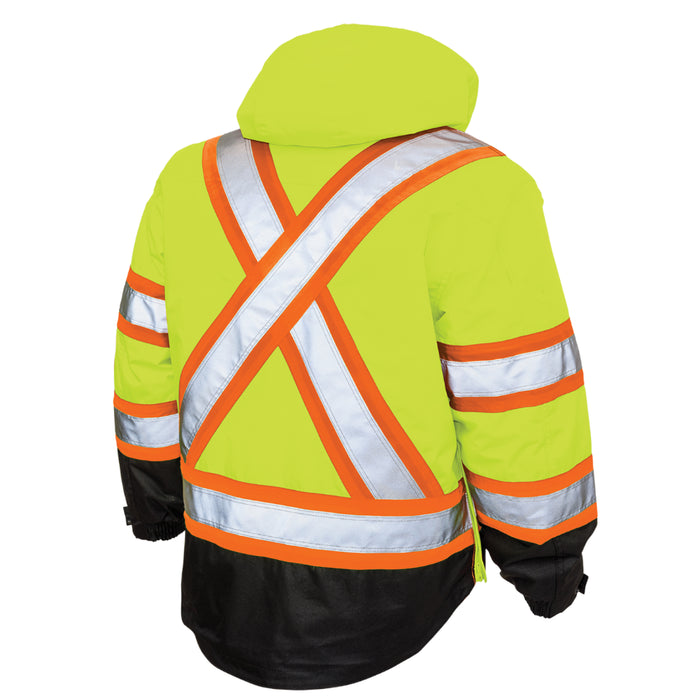 Tough Duck Poly Oxford 5-in-1 Safety Jacket with Quick Release Hoodie - S426