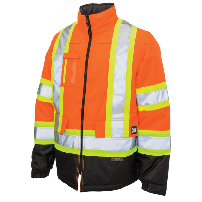 Tough Duck Poly Oxford 5-in-1 Safety Jacket with Quick Release Hoodie - S426