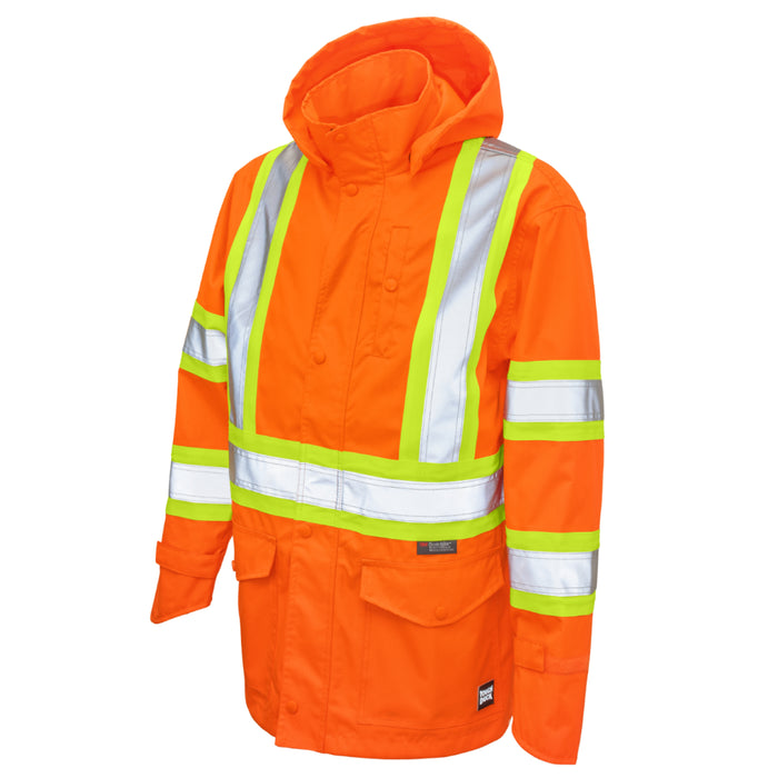 Tough Duck Premium Ripstop Safety Rain Jacket with Quick Release Hoodie – SJ35