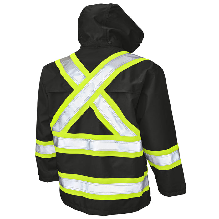 Tough Duck Ripstop Safety Rain Jacket with Quick Release Hoodie - S372
