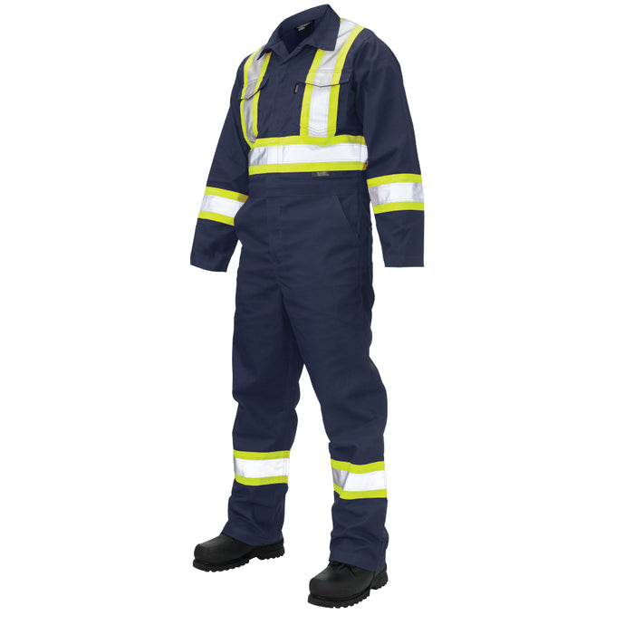 Tough Duck Twill Unlined Hi Vis Safety Coverall with Lay Down Collar - S792