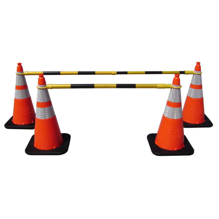 Traffic Cone Bar - 4'-6' feet Adjustable - ABS Black with Yellow Engineer Grade Reflective Sheeting