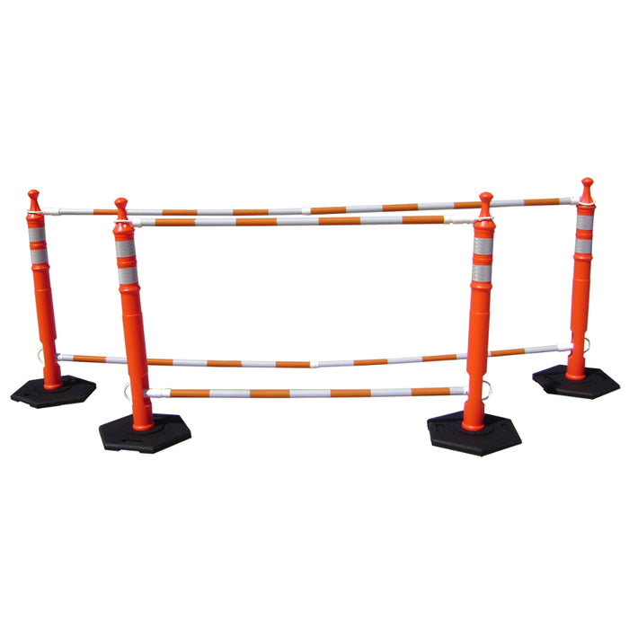 Traffic Cone Bar - 6'-10' feet Adjustable - Orange and White Engineer Grade Reflective Sheeting
