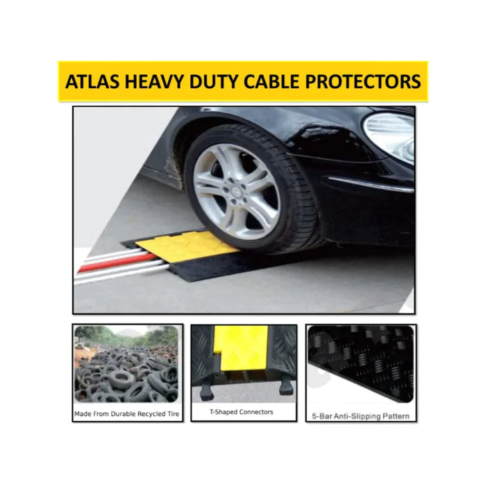 Driver Over Cable Protection ATLAS Heavy Duty Cable Protector - 1 Channel - Yellow / Black - CP9896 ...