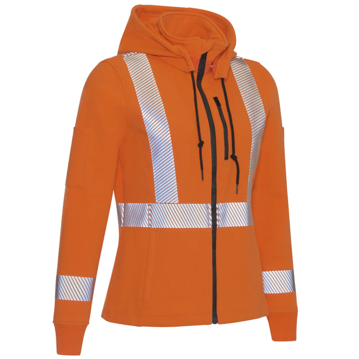 Bulwark® FR Women's Full Zip ANSI Class 2 Hi Vis Fleece Jacket Detachable Hood CAT 2 - SEZ7OR