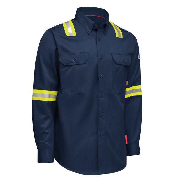 Bulwark® iQ Series® FR Men’s Enhanced-Vis Midweight Comfort Woven Shirt CAT 1 - QS26NE