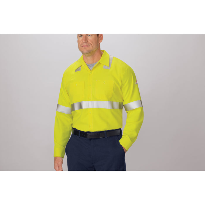 Bulwark® Men's Flame Resistant - Hi Vis Midweight Work Shirt - Yellow - SMW4