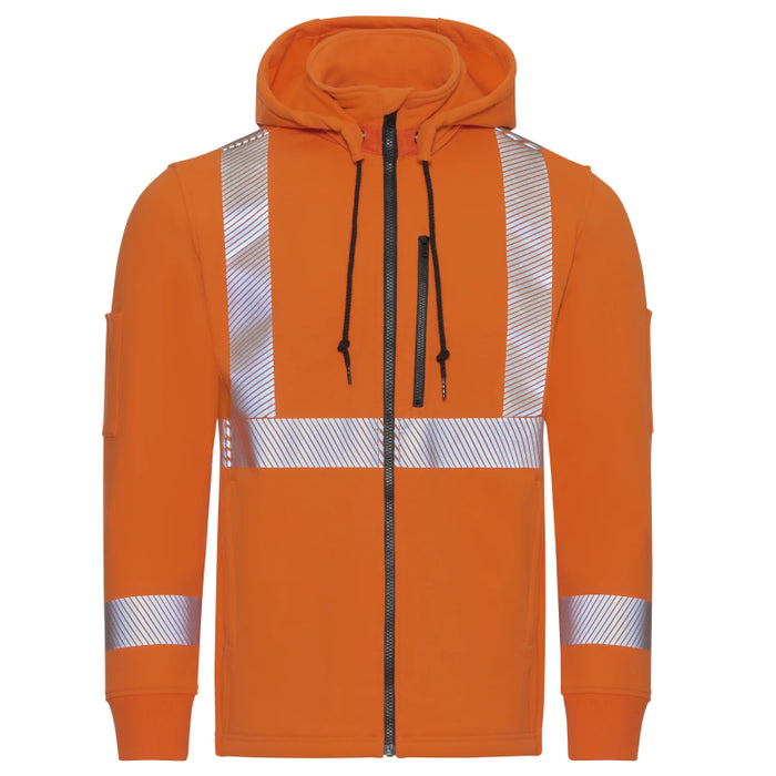 Bulwark® FR Men's Full Zip ANSI Class 2 Hi Vis Fleece Jacket - Detachable Hood CAT 2 - SEZ6OR