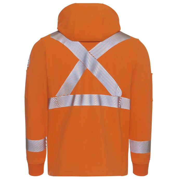 Bulwark® FR Men's Full Zip ANSI Class 2 Hi Vis Fleece Jacket - Detachable Hood CAT 2 - SEZ6OR