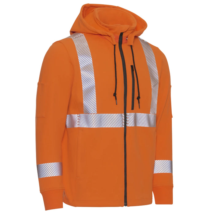 Bulwark® FR Men's Full Zip ANSI Class 2 Hi Vis Fleece Jacket - Detachable Hood CAT 2 - SEZ6OR